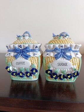 Set of pots for sugar and coffee, cerâmica, delicate